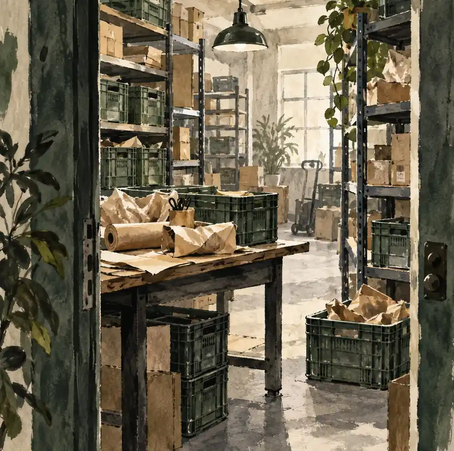 Illustration of distribution businesses equipment and workspace